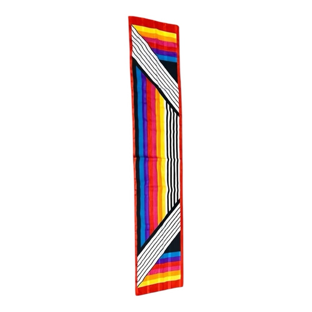 Multicolor Scarf Geometric Zebra Stripe Rainbow Necktie Hair Wrap 48 Inch retro